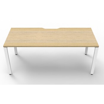 Deluxe Profile Leg Single White Frame New Oak Top [Size: 1500mm x 750mm]