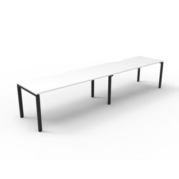 Deluxe Profile Leg 2 Person Single Sided Workstation Black Frame White Top [size: 2400mm W x 750mm D x 730mm H]
