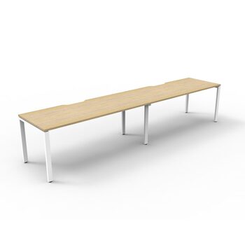 Deluxe Profile Leg 2 Person Single Sided Workstation White Frame Natural Oak Top [size: 2400mm W x 750mm D x 730mm H]