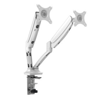 Executive White Gas Spring Dual Monitor Arm
