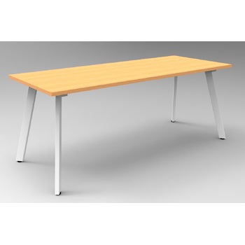 Eternity Meeting Table 1800 x 750 [Frame Colour: White] [Top Colour: Beech]