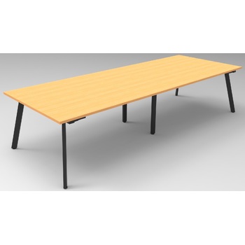 Eternity Meeting Table White Frame White Top  - 3200mm x 1200mm [Frame: Black] [Top Colour: Beech]