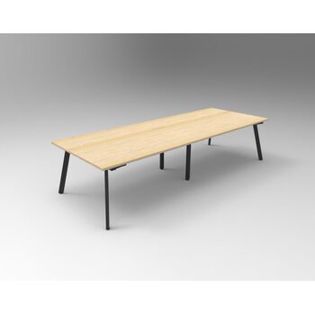 Eternity Meeting Table White Frame White Top  - 3200mm x 1200mm [Frame: Black] [Top Colour: New Oak]