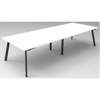 Eternity Meeting Table White Frame White Top  - 3200mm x 1200mm [Frame: Black] [Top Colour: White]