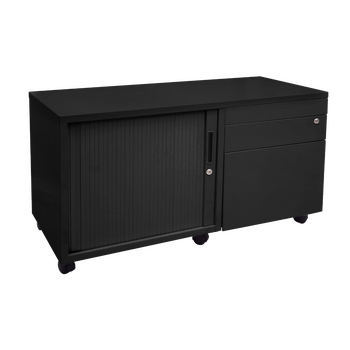 Express Black Mobile Caddy Drawers and Tambour