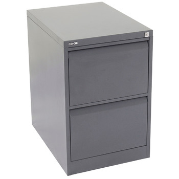 GO Steel Heavy Duty Black Filing Cabinet 2 Drawer