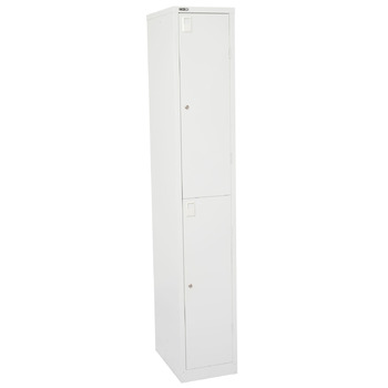 2 Door Metal Storage Locker Silver Grey