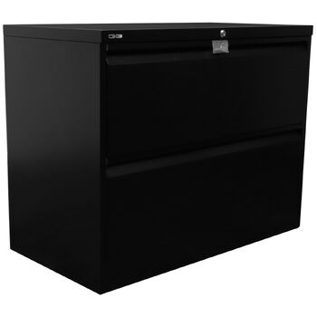 GO Steel Black Lateral Filing Cabinet 2 Drawer