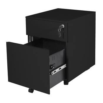 GO Black Steel Mobile Pedestal for Height-Adjustable