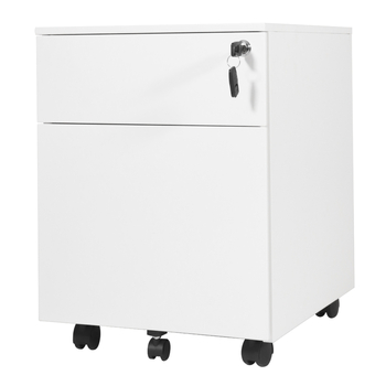 GO White Steel Mobile Pedestal for Height-Adjustable