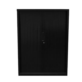 GO Tambour Door Unit with Shelves - 1016mm H - Black 1016mm H x 1200mm W x 473mm D