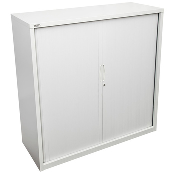 Go White Medium Tambour Door Cupboard - 900mm Wide