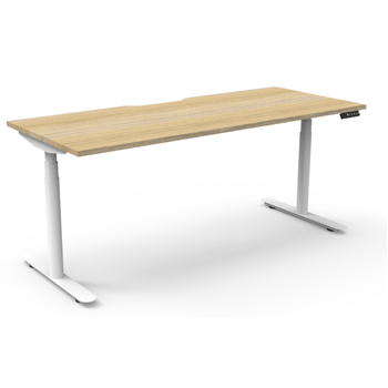 Halo+ Single Sided Height Adjustable Workstation White Frame New Oak Top - 1200mm x 750mm