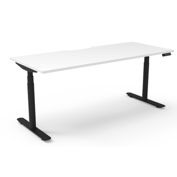 Halo+ Single Sided Height Adjustable Workstation Black Frame White Top - 1200mm x 750mm
