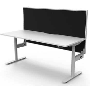 Halo+ Single Sided Height Adjustable Workstation White Frame White Top - 1200mm x 750mm-Without Cable tray- With Screen