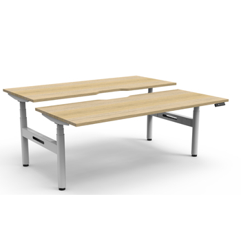 Halo+ Back to Back Height Adjustable Workstation-White Frame New Oak Top