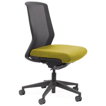 Motion Sync Black Mesh Ergonomic Office Chair Yellow Seat Cover