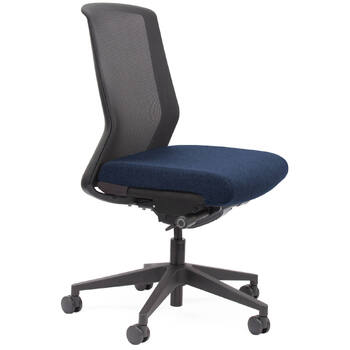 Motion Sync Black Mesh Ergonomic Office Chair Deep Blue Seat Cover