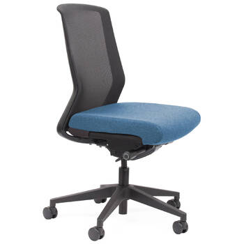 Motion Sync Black Mesh Ergonomic Office Chair Ice Blue Seat Cover