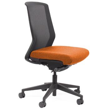 Motion Sync Black Mesh Ergonomic Office Chair Sunset Orange Seat Cover
