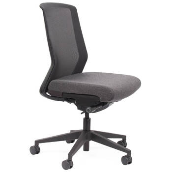 Motion Sync Black Mesh Ergonomic Office Chair Stone Grey Seat Cover