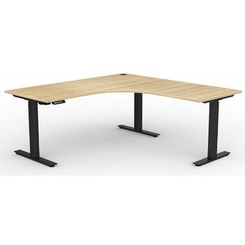 Agile Corner Electric Sit Stand Desk Black New Oak - 1800mm x 1800mm x 750mm