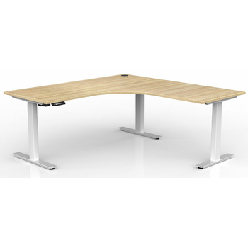 Agile Corner Electric Sit Stand Desk White New Oak - 1800mm x 1800mm x 750mm