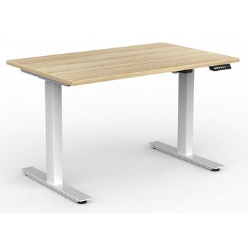 Agile Electric Sit Stand Desk White New Oak - 1200mm x 750mm