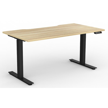 Agile Electric Sit Stand Desk Black New Oak - 1500mm x 800mm (scallop top)