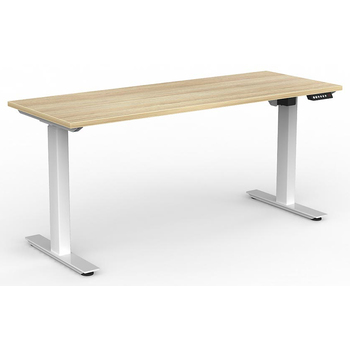 Agile Electric Sit Stand Desk White New Oak - 1600mm x 600mm