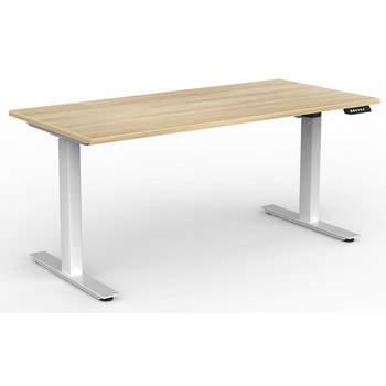 Agile Electric Sit Stand Desk White New Oak - 1600mm x 750mm