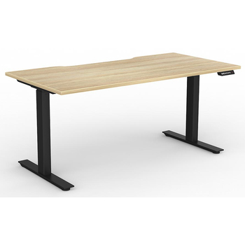 Agile Electric Sit Stand Desk Black New Oak - 1600mm x 800mm (scallop top)