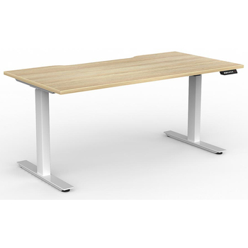 Agile Electric Sit Stand Desk White New Oak - 1600mm x 800mm (scallop top)