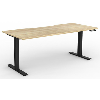 Agile Electric Sit Stand Desk Black New Oak - 1800mm x 800mm (scallop top)