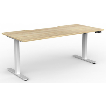 Agile Electric Sit Stand Desk White New Oak - 1800mm x 800mm (scallop top)