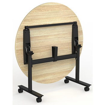 Agile New Oak Round Mobile Flip Top Table