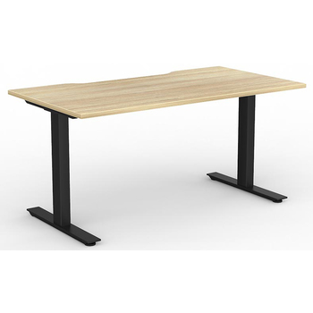 Agile Straight Office Desk Black Frame New Oak - 1500mm x 800mm (scallop top)