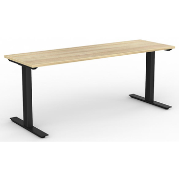 Agile Straight Office Desk Black Frame New Oak - 1800mm x 600mm