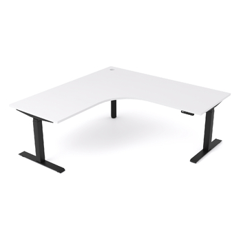 AgileMotion Electric Corner Desk [Frame Colour: Black] [Size: 1800mm x 1800mm x 600mm] [Workstation Return: Right hand] [Worktop Colour: White]