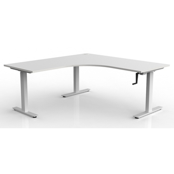 Agile Corner Manual Height Adjustable Standing Desk - White Frame - 1800mm x 1800mm x 750mm