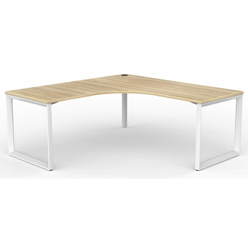 Anvil Modern Corner Desk White Frame New Oak Desk Top - 1800mm x 1800mm x 750mm