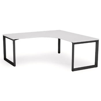 Anvil White Corner Office Desk - 1800 x 1800 x 750 - Black Frame