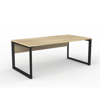 Anvil Straight Office Desk with Modesty Panel Black New Oak - 1800mm x 900mm