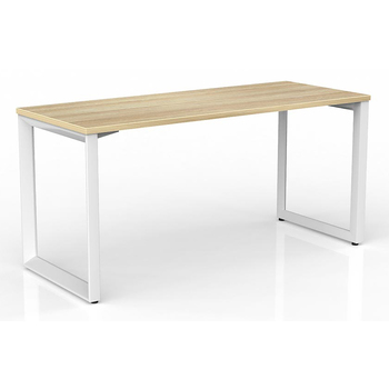 Anvil Modern Office Desk White Frame New Oak Desk Top - 1500mm x 600mm