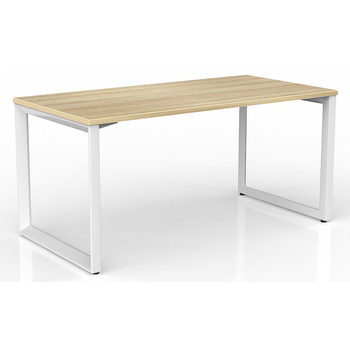 Anvil Modern Office Desk White Frame New Oak Desk Top - 1500mm x 750mm