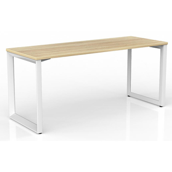 Anvil Modern Office Desk White Frame New Oak Desk Top - 1600mm x 600mm