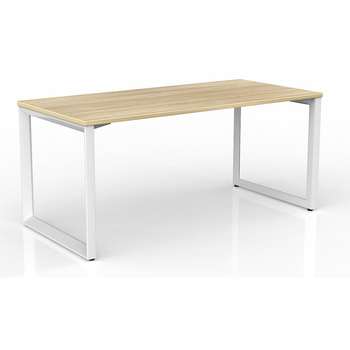 Anvil Modern Office Desk White Frame New Oak Desk Top - 1600mm x 750mm