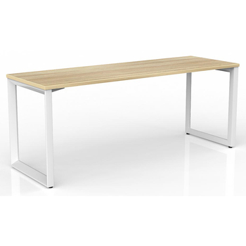Anvil Modern Office Desk White Frame New Oak Desk Top - 1800mm x 600mm