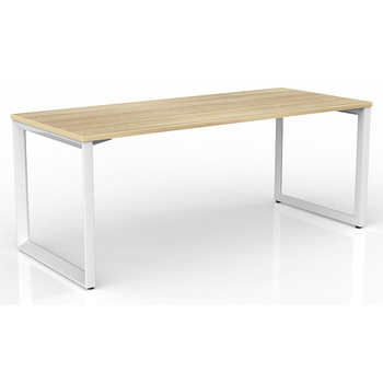 Anvil Modern Office Desk White Frame New Oak Desk Top - 1800mm x 750mm