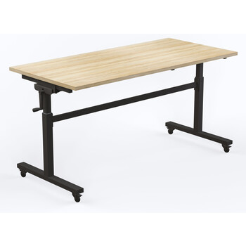 Axis Height Adjustable Flip Top Mobile Table New Oak - 1800mm x 750mm